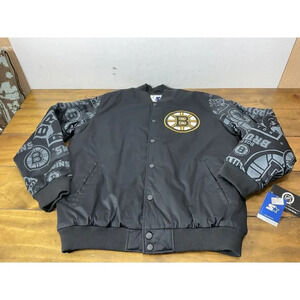 Starter NHL Boston Bruins Quilted Black Bombers Jacket Size XL NWT